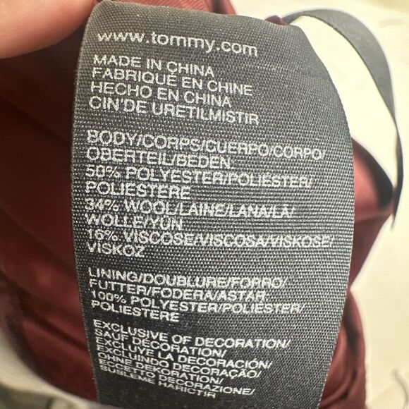 Tommy Hilfiger Wool Blend Pencil Skirt Women's Size 8 Plum Maroon Chevron Lined - Picture 6 of 6